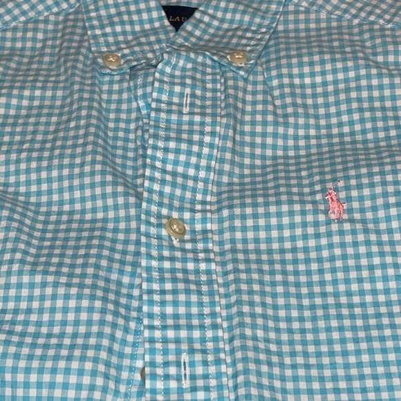 RALPH Lauren Blue and White Check Button Down Shirt Size 5 - Picture 2 of 4